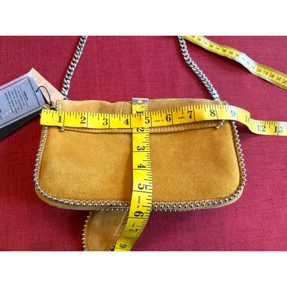 Zara Mustard Yellow Suede Bow Accent Crossbody Bag With Studs, NWT - Picture 10 of 12